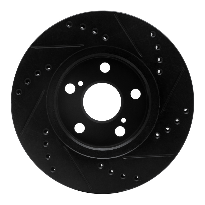 Toyota Prius Brake Rotor (1) - Front Left - R1 Concepts - Drilled & Slotted - Black - `04-`09